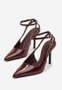 Bordowe Sandały Lakierowane Vices na Szpilce Typu Slingback Dolenita