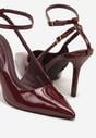Bordowe Sandały Lakierowane Vices na Szpilce Typu Slingback Dolenita