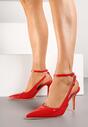 Czerwone Sandały Lakierowane Vices na Szpilce Typu Slingback Dolenita