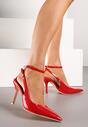 Czerwone Sandały Lakierowane Vices na Szpilce Typu Slingback Dolenita