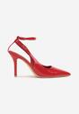 Czerwone Sandały Lakierowane Vices na Szpilce Typu Slingback Dolenita