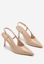 Ciemnobeżowe Sandały Lakierowane Vices na Szpilce Slingback Raleira