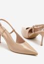 Ciemnobeżowe Sandały Lakierowane Vices na Szpilce Slingback Raleira