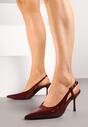 Bordowe Sandały Lakierowane Vices na Szpilce Slingback Raleira