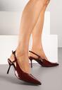 Bordowe Sandały Lakierowane Vices na Szpilce Slingback Raleira