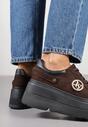 Brązowe Sneakersy Vices na Platformie Ozdobione Metaliczną Aplikacją Tatellia