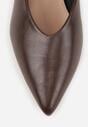 Ciemnobrązowe Czółenka Vices na Obcasie Typu Słupek ze Skórzaną Wkładką Rilomena