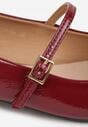 Bordowe Balerinki Lakierowane Vices z Wkładką ze Skóry Naturalnej Ozdobione Paskiem Tikkie
