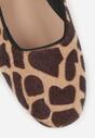 Panterkowe Balerinki Vices z Wkładką ze Skóry Naturalnej i Paskiem Nalisare