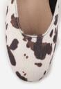 Brązowo-Białe Balerinki Vices w Krowie Łaty w Stylu Mary Jane ze Skórzaną Wkładką Rilaneia