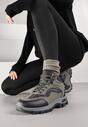Czarno-Zielone Buty Trekkingowe Trapery Vices Ozdobione Geometrycznym Motywem Anarisse