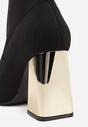 Czarno-Złote Skarpetkowe Botki VICES na Słupku w Eleganckim Stylu Rarana