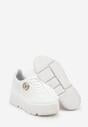 Białe Chunky Sneakersy Vices na Platformie z Okrągłym Detalem Sedvira