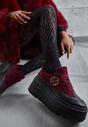 Bordowe Chunky Sneakersy Vices na Platformie z Okrągłym Detalem Sedvira