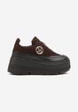 Brązowe Chunky Sneakersy Vices na Platformie z Okrągłym Detalem Sedvira