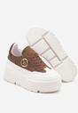 Brązowo-Białe Chunky Sneakersy Vices na Platformie z Okrągłym Detalem Sedvira