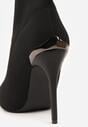 Czarne Botki Vices ze Skarpetkową Cholewką na Szpilce Brattalie