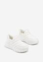Białe Sneakersy na Platformie z Tłoczeniem i Pikowaną Cholewką Vermina
