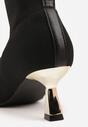 Czarno-Złote Botki Vices na Metalicznej Kaczuszce z Elastyczną Cholewką Vamile