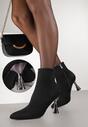 Czarne Botki Vices z Noskiem w Szpic na Klepsydrowym Obcasie Cinella