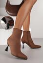 Brązowe Botki Vices z Noskiem w Szpic na Klepsydrowym Obcasie Cinella