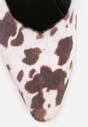 Brązowo-Białe Czółenka Vices w Krowie Łaty na Obcasie Typu Klepsydra ze Skórzaną Wkładką Dedvire