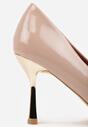 Beżowe Szpilki Vices Lakierowane z Wkładką ze Skóry Naturalnej Olorissa