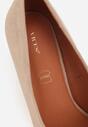 Ciemnobeżowe Klasyczne Czółenka Vices na Słupkowym Obcasie ze Skórzaną Wkładką Divira