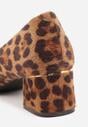 Panterkowe Czółenka Vices na Słupku z Wkładką ze Skóry Naturalnej i Klamrą Apanelle