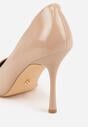Beżowe Szpilki Vices z Lakierowanym Połyskiem i Skórzaną Wkładką Irdlie