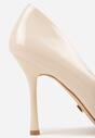 Jasnobeżowe Szpilki Vices z Lakierowanym Połyskiem i Skórzaną Wkładką Irdlie