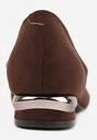 Brązowe Czółenka Vices ze Skórzaną Wkładką na Ozdobnym Słupku Delvila