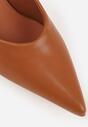 Brązowe Czółenka Vices na Obcasie Typu Kaczuszka ze Skórzaną Wkładką Amerisse