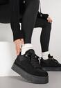 Czarne Sneakersy Śniegowce o Fasonie Sneakersów na Platformie Velavine