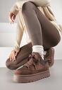 Brązowe Sneakersy Śniegowce o Fasonie Sneakersów na Platformie Velavine