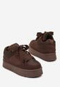 Brązowe Sneakersy Śniegowce o Fasonie Sneakersów na Platformie Velavine