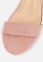 Jasnoróżowe Basicowe Sandały na Słupku Vices z Paskiem Wokół Kostki Varhira