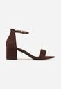 Ciemnobrązowe Basicowe Sandały na Słupku Vices z Paskiem Wokół Kostki Varhira