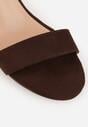 Ciemnobrązowe Basicowe Sandały na Słupku Vices z Paskiem Wokół Kostki Varhira