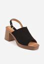 Czarne Sandały VICES na Słupku i Platformie Stylizowanych na Drewniane Lobenti