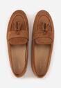 Brązowe Mokasyny VICES z Ażurową Cholewką i Frędzlami Hyrilea