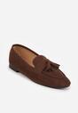 Ciemnobrązowe Mokasyny VICES z Ażurową Cholewką i Frędzlami Hyrilea