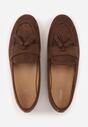 Ciemnobrązowe Mokasyny VICES z Ażurową Cholewką i Frędzlami Hyrilea
