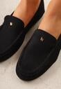 Czarne Mokasyny VICES z Wkładką ze Skóry Naturalnej i Metalicznym Elementem Alcimene