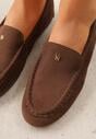 Brązowe Mokasyny VICES z Wkładką ze Skóry Naturalnej i Metalicznym Elementem Alcimene