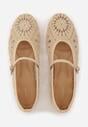 Ciemnobeżowe Boho Balerinki VICES w Stylu Mary Jane z Ażurową Cholewką Lainia