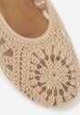 Ciemnobeżowe Boho Balerinki VICES w Stylu Mary Jane z Ażurową Cholewką Lainia