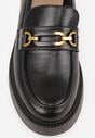 Czarne Eleganckie Mokasyny VICES z Aplikacją i Wkładką ze Skóry Naturalnej Arinatta