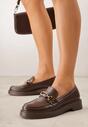 Brązowe Eleganckie Mokasyny VICES z Aplikacją i Wkładką ze Skóry Naturalnej Arinatta