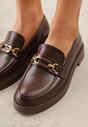Brązowe Eleganckie Mokasyny VICES z Aplikacją i Wkładką ze Skóry Naturalnej Arinatta